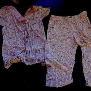 Pink capri pajama set